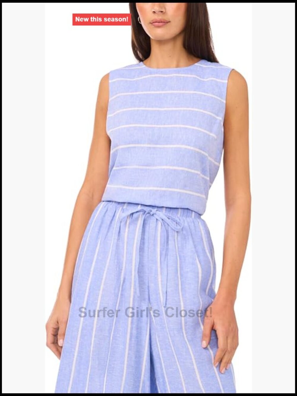 Vince Camuto Linen Sleeveless Crew Neck Blouse